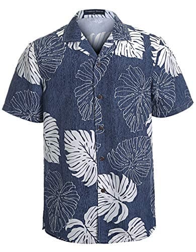 Hawaiian Shirts for Men Short Sleeve Regular Fit Mens Floral Shirts (YH1903,XL)