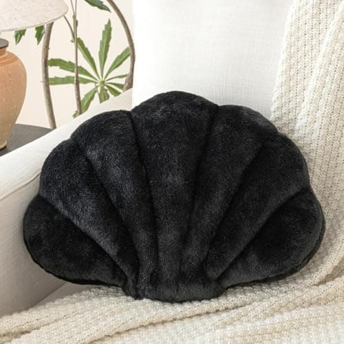 Znhinery Shell Pillow, Seashell Throw Pillow with Soft Rabbit Plush for Couch Bed, Shell Shaped Decorative Ocean Pillow Stylish Beach Cushion Room Aesthetic Home Decor