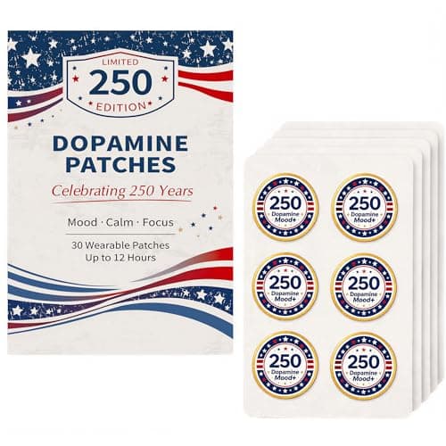 Wzrdqrz Limited 250 Edition Dopamine Patches Mood Support, 30 Wellness Patches for Calm Focus & Positivity, Mucuna Pruriens 5-HTP Rhodiola L-Theanine Vitamin B6, Up to 12 Hours Wear