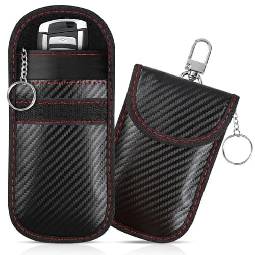 2 Pack Faraday Bags for Car Keys, Faraday Pouch, 3.4''X5.1'' Upgraded Faraday Key Fob Protector, Car RFID Signal Anti-Theft Fob Case for All Vehicle Models