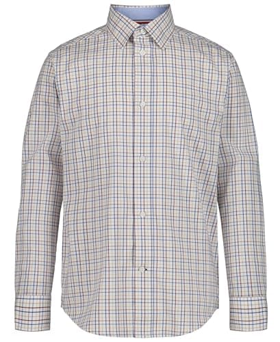 Tommy Hilfiger Boys' Long Sleeve Patterned Dress Shirt, Collared Button-Down Style with Cuffs & Shirttail Hem, Cabernet Check, 18