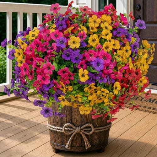 AXYLEX Artificial Flowers for Outdoors, 16 Bundles Fake Plants 4 Colors