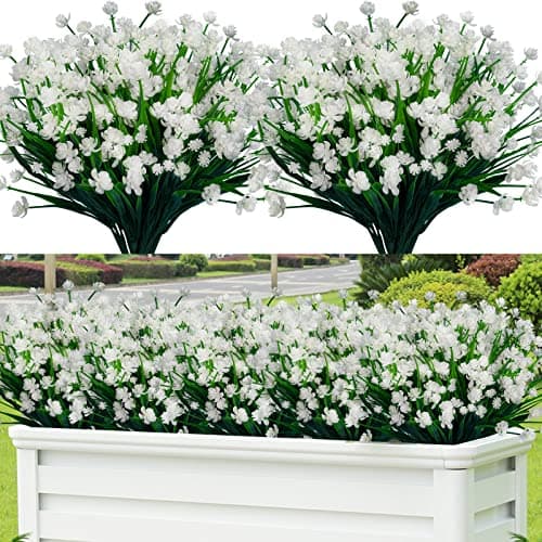 Lnoicy 10pcs Artificial Flowers,Fake Flowers Picks for Office Decorations Floral Arrangements DIY Wreath Holiday Tables Party Home Decor and Home Garden Decoration(White)