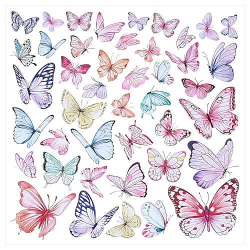 35-45 pcs Butterfly Wall Decals Stickers - Peel and Stick Butterfly Wall Stickers for Room Nursery - Multicolor PVC Walls Sticker Decor