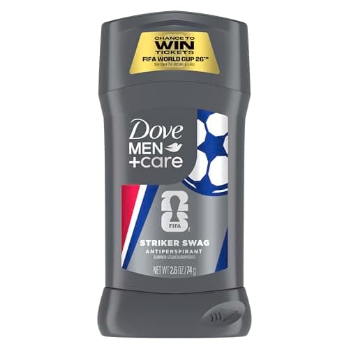 DOVE MEN + CARE Striker Swag Antiperspirant Stick – FIFA World Cup 2026 Edition, 72H Odor‑Neutralizing Protection, Skin‑Caring Formula | 2.6 oz