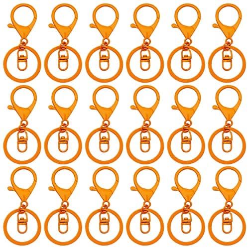 30Pcs Lobster Claw Clasps Keychain for Jewelry Making,Metal Lobster Clasp Swivel Trigger Clips with Swivel Clasps Hook Clips Flat Split Keychain Ring for DIY Craft Jewelry Making(Orange)