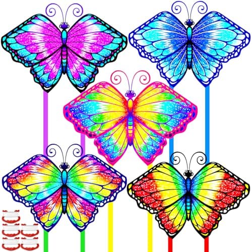 5 Pack Butterfly Kite for Kids Age 4-8 8-12, Kites for Boys Adults Easy to Fly & Assemble, with 328ft String,Perfect for Beach Trip Park Family Activities Outdoor Games