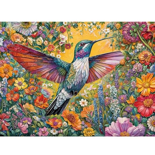Chalzidar Puzzles for Adults 1000 Pieces,Radiant Hummingbird Jigsaw Puzzle with 1:1 HD Poster, Perfect Interlocking No Dust, Stress Relief Ideal Gift for Family Games