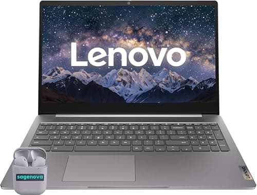 Lenovo IdeaPad 15.6" FHD Business Laptop with Microsoft 365 & Copilot AI, Intel Processor, 128GB SSD + 1TB Cloud Storage, Windows 11, SageNova Earphones, Arctic Grey