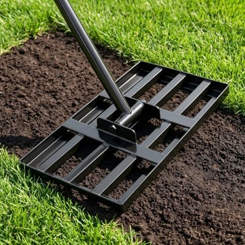 Tegarbed Lawn Leveling Rake for Small Yards & Spot Repair, 17x10 Professional Yard Leveler for Soil & Sand, Ergonomic Long Handle Landscape Rake, Black
