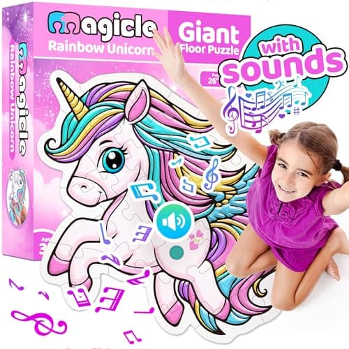 Music & Sound Unicorn Floor Puzzles for Kids Ages 4-6, Large 35 Piece Extra Thick Puzzles, Unicorn Toys for Girls Age 4-6, Toddlers Puzzles Ages 3-5, Gifts for 3 4 5 6 7 8 Year Old Girls