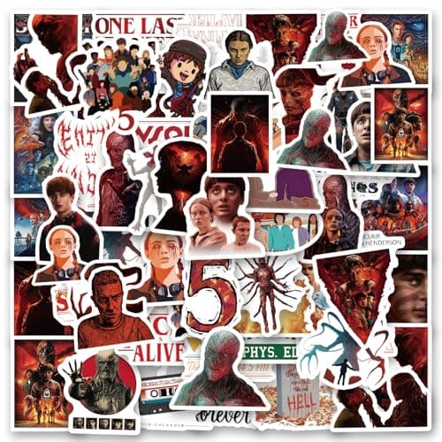 sxdaizjsym 64pcs Movie Season 5 Stickers for Water Bottle, Cool Movie Stickers for Adult Teen Travel Case, Laptop, Guitar, Skateboard, Phone, Computer, Bike