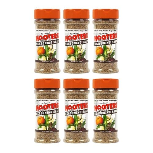 The Original Hooters Seasoning Salt - Garlic & Onion Flavored Blend for Every Dish - Versatile Use for Fries, Meats, Soups, Salads, and Seafood, 147 Servings - 6.5 oz (6 Pack)