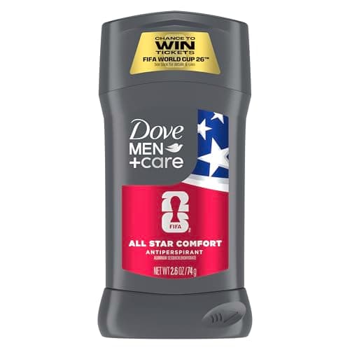 DOVE MEN + CARE All Star Comfort Antiperspirant Stick – FIFA World Cup 2026 Edition, 72H Odor‑Neutralizing Protection with Added Moisturizer | 2.6 oz