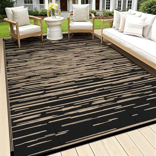 HEBE Outdoor Rug 6' x 9' Waterproof for Patios Clearance, Reversible Plastic Straw Rug Camping Carpet, Indoor Outdoor Area Rugs Patio Mats for RV,Picnic,Backyard,Deck,Balcony,Porch