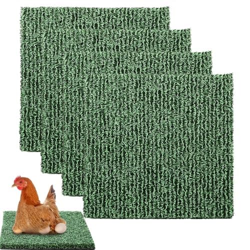 Kalekey 4 Pack Nesting Pads for Chicken Coop, 12"x12" Chicken Nesting Box Pads for Laying Eggs, Washable Nest Box Pads for Chicken Hen Small Pets on Garden Lawn Indoor Outdoor (Green)